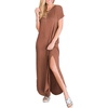 image:imageANRABESS Womens Summer Maxi Dress Short Sleeve Casual Sundress with PocketsBrown