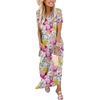 image:imageANRABESS Womens Summer Maxi Dress Short Sleeve Casual Sundress with PocketsFloral Blue Orange Pink