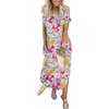 image:imageANRABESS Womens Summer Maxi Dress Short Sleeve Casual Sundress with PocketsFloral Blue Orange Pink