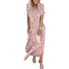 image:imageANRABESS Womens Summer Maxi Dress Short Sleeve Casual Sundress with PocketsFloral Blue Pink