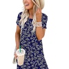 image:imageANRABESS Womens Summer Maxi Dress Short Sleeve Casual Sundress with PocketsFloral Blue White