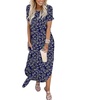 image:imageANRABESS Womens Summer Maxi Dress Short Sleeve Casual Sundress with PocketsFloral Blue White