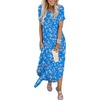 image:imageANRABESS Womens Summer Maxi Dress Short Sleeve Casual Sundress with PocketsFloral Blue White Pink