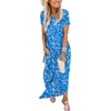 image:imageANRABESS Womens Summer Maxi Dress Short Sleeve Casual Sundress with PocketsFloral Blue White Pink