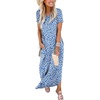 image:imageANRABESS Womens Summer Maxi Dress Short Sleeve Casual Sundress with PocketsFloral Bule