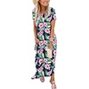 image:imageANRABESS Womens Summer Maxi Dress Short Sleeve Casual Sundress with PocketsFloral Green Pink