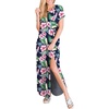 image:imageANRABESS Womens Summer Maxi Dress Short Sleeve Casual Sundress with PocketsFloral Green Pink
