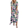 image:imageANRABESS Womens Summer Maxi Dress Short Sleeve Casual Sundress with PocketsFloral Green Pink
