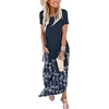 image:imageANRABESS Womens Summer Maxi Dress Short Sleeve Casual Sundress with PocketsFloral Navy Blue