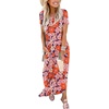 image:imageANRABESS Womens Summer Maxi Dress Short Sleeve Casual Sundress with PocketsFloral Orange Pink