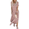 image:imageANRABESS Womens Summer Maxi Dress Short Sleeve Casual Sundress with PocketsFloral White Pink