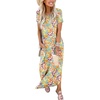 image:imageANRABESS Womens Summer Maxi Dress Short Sleeve Casual Sundress with PocketsFloral Yellow