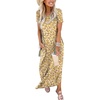 image:imageANRABESS Womens Summer Maxi Dress Short Sleeve Casual Sundress with PocketsFloral Yellow Red