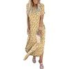 image:imageANRABESS Womens Summer Maxi Dress Short Sleeve Casual Sundress with PocketsFloral Yellow Red