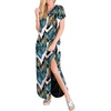 image:imageANRABESS Womens Summer Maxi Dress Short Sleeve Casual Sundress with PocketsLeaf Printed