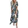image:imageANRABESS Womens Summer Maxi Dress Short Sleeve Casual Sundress with PocketsLeaf Printed