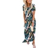image:imageANRABESS Womens Summer Maxi Dress Short Sleeve Casual Sundress with PocketsLeaf Printed
