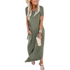 image:imageANRABESS Womens Summer Maxi Dress Short Sleeve Casual Sundress with PocketsOlive