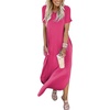 image:imageANRABESS Womens Summer Maxi Dress Short Sleeve Casual Sundress with PocketsPink