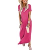 image:imageANRABESS Womens Summer Maxi Dress Short Sleeve Casual Sundress with PocketsPink