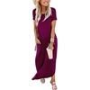 image:imageANRABESS Womens Summer Maxi Dress Short Sleeve Casual Sundress with PocketsPurple