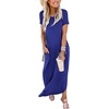 image:imageANRABESS Womens Summer Maxi Dress Short Sleeve Casual Sundress with PocketsRoyal Blue