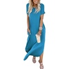 image:imageANRABESS Womens Summer Maxi Dress Short Sleeve Casual Sundress with PocketsSky