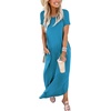 image:imageANRABESS Womens Summer Maxi Dress Short Sleeve Casual Sundress with PocketsSky