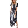 image:imageANRABESS Womens Summer Maxi Dress Short Sleeve Casual Sundress with PocketsTie Dye Black