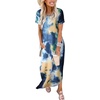image:imageANRABESS Womens Summer Maxi Dress Short Sleeve Casual Sundress with PocketsTie Dye Orange