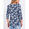 image:imageANRABESS Womens Tops 34 Sleeve Fall Business Casual BlousesDeep Blue White Floral