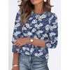 image:imageANRABESS Womens Tops 34 Sleeve Fall Business Casual BlousesDeep Blue White Floral