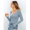 image:imageANRABESS Womens Tops Long Sleeve Shirt Built in BraGrey Blue