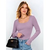image:imageANRABESS Womens Tops Long Sleeve Shirt Built in BraPurple