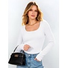 image:imageANRABESS Womens Tops Long Sleeve Shirt Built in BraWhite