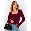 image:imageANRABESS Womens Tops Long Sleeve Shirt Built in BraWine Red