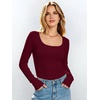 image:imageANRABESS Womens Tops Long Sleeve Shirt Built in BraWine Red
