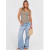 image:imageANRABESS Womens V Neck Tank Top Ribbed Knit Summer Casual CamisoleLight Khaki