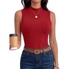image:imageANRABESS Mock Neck Tank Tops for Women Ribbed Slim Fit Sleeveless TopsRed