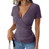 image:imageANRABESS Women Short Sleeve V Neck ShirtsPurple