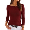 image:imageANRABESS Womens Fall Long Sleeve Boat Neck Lightweight SweatersWine Red