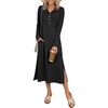 image:imageANRABESS Womens Long Sleeve Fall Midi Dresses with PocketsBlack