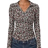 image:imageANRABESS Womens Long Sleeve Fitted Polo Shirts Fall Business Casual TopFloral Black