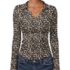 image:imageANRABESS Womens Long Sleeve Fitted Polo Shirts Fall Business Casual TopLeopard