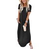 image:imageANRABESS Womens Summer Maxi Dress Short Sleeve Casual Sundress with PocketsBlack
