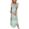 image:imageANRABESS Womens Summer Maxi Dress Short Sleeve Casual Sundress with PocketsBlue Ooange Ripples