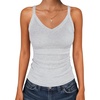 image:imageANRABESS Womens V Neck Tank Top Ribbed Knit Summer Casual CamisoleLight Gray