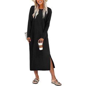 image:imageANRABESS Long Sleeve Midi Dresses for Women Fall T Shirt DressBlack