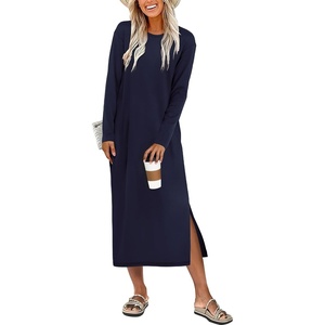 image:imageANRABESS Long Sleeve Midi Dresses for Women Fall T Shirt DressNavy Blue