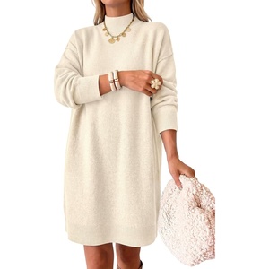 image:imageANRABESS Sweater Dress for Women Fall Oversized Mock Neck Long Sleeve DressApricot